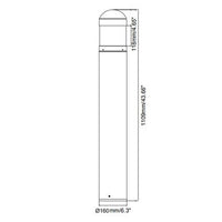 LED Bollard Light with Cone Reflector and Dome Head - Watt Selectable 13/18/23W - Color Selectable 30K/40K/50K - Black Finish