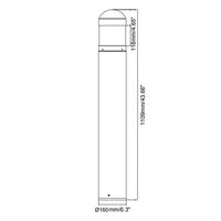 LED Bollard Light with Cone Reflector and Dome Head - Watt Selectable 12/16/22W - Color Selectable 30K/40K/50K - Bronze Finish