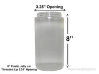 8 Inch Plastic Cylinder Threaded Lip Opening Clear Ribbed Acrylic