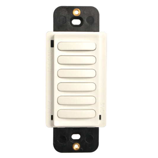CX Low Voltage, 6 Button, Programmable Switch, No Pilot LED, White