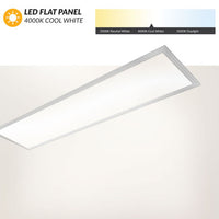 1x4 LED Flat Panel - 40 Watt - 4000 Lumens - 4000K Cool White - 120-277V - Dimmable - For Recessed Drop Ceiling