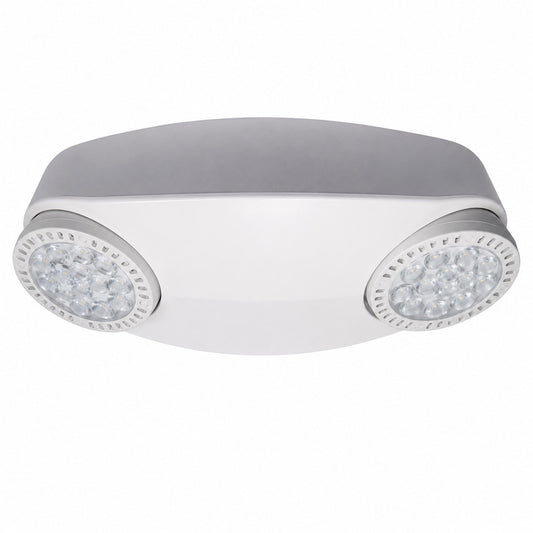 High output LED emergency light, 1100 lumens, dual adjustable heads, white finish, 90-minute battery backup