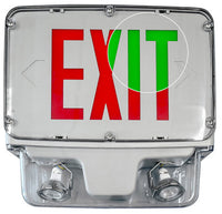 Hazardous Location LED Combo Exit Sign And Emergency Light - Choose Red or Green Lettering, 1 Or 2 Sided - With 90 Minute Battery Back-Up