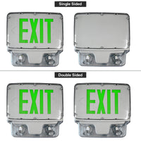 Hazardous Location LED Combo Exit Sign Light - Single - Face - Gray Housing Color with Green Lettering - 120-277V