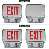 Hazardous Location LED Combo Exit Sign Light - Single Face - Gray Housing Color with Red Lettering - 120-277V