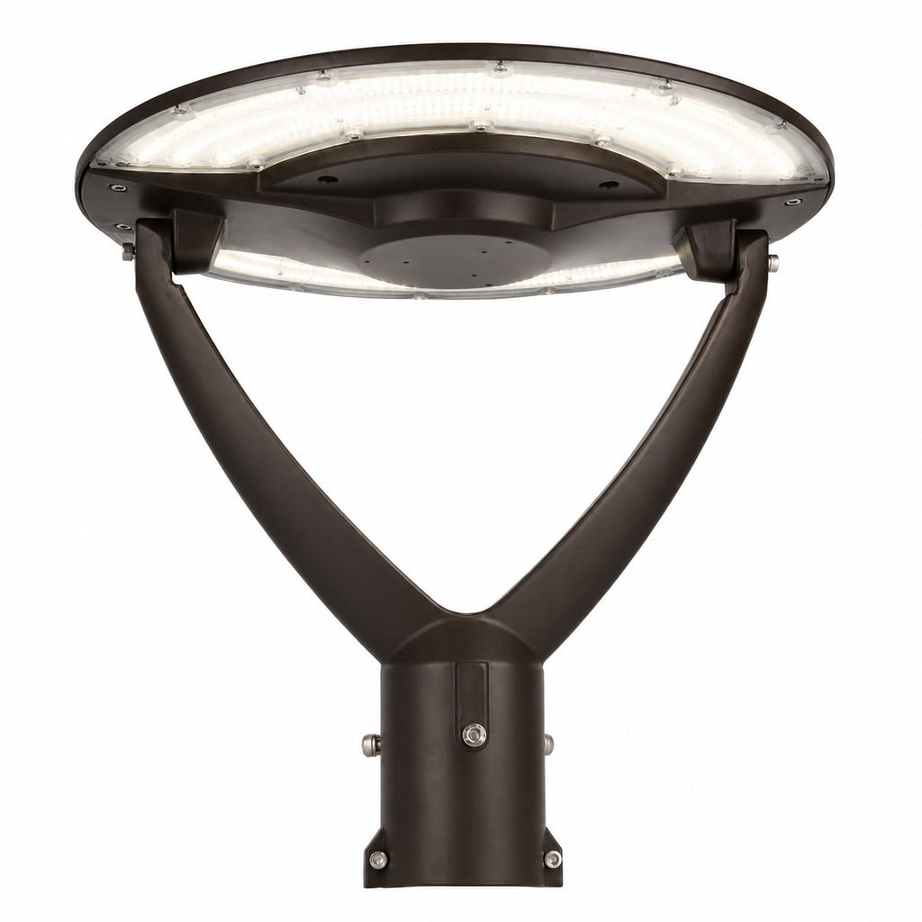 LED Adjustable Swivel Post Light - 100/80/60 Watt - Up 12000 Lumens - Color Selectable 30K/40K/50K - 120-277V - Dark Bronze - Fits Up to 2.5 Inch Pole Top