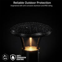LED Solar Bollard Lights with Remote - Height 36 Inches- 2 Watt - 350 Lumens - Color Selectable 30K/50K - Anchor Bolts & Plate Included - Black Finish
