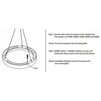 LED Hollow Circle Pendant - 18 Inch - Up-Down Light - 30 Watt - Color Selectable 27K/30K/35K/40K/50K - 120-277V - White Finish