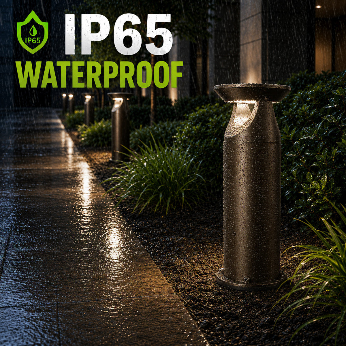 LED Solar Bollard Lights with Remote - Height 20IN - 3 Watt - 390 Lumens - 4000K Cool White - Anchor Bolts & Plate Included - Bronze Finish