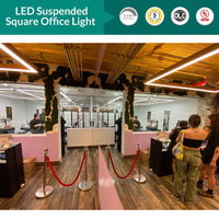 LED Square Hanging Office Lights - Modern Linear Pendant Fixture - Multiple Sizes and Finishes To Choose From
