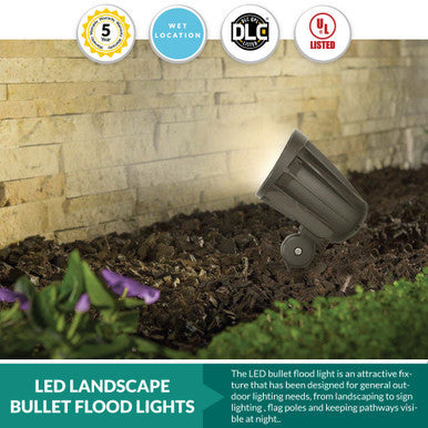 LED 120V Landscape Lights - Commercial Grade Spot Lights - Multiple Wattages Available With Different Color Temperatures and Mounting Methods