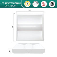 LED Basket Troffer - Selectable 20/25/30 Watt - Recessed Drop Ceiling Mount - 2500-3750 Lumens - Color Selectable 35K/40K/50K - 120-277V - White Finish - Dimmable - With Emergency Battery Back Up