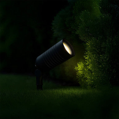 Slim Bullet LED Landscape Light - 8 Watts - 700 Lumens - 120V - Color Temperature Selectable 30K/40K/50K  - Knuckle Mount With Included Stake - Black Finish