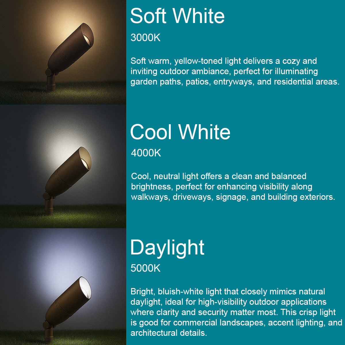 Slim Bullet LED Landscape Light With Shroud- 8 Watts - 700 Lumens - 120V - Color Temperature Selectable 30K/40K/50K  - Knuckle Mount - Black Finish
