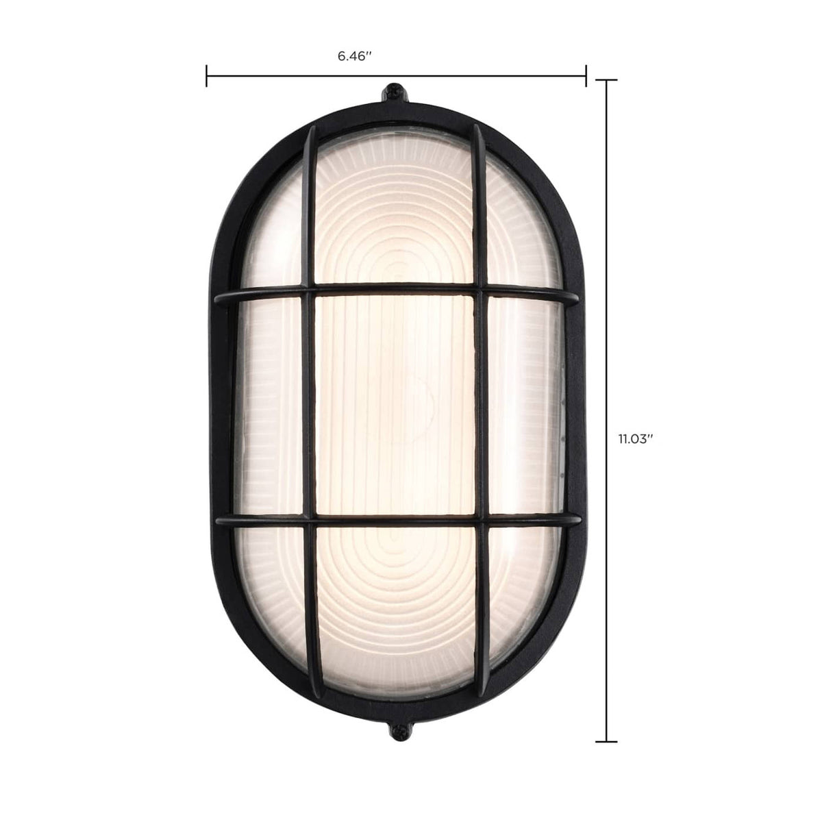 LED Bulk Head Light - Glass Lens - Wall or Ceiling Mount – Wet Location - 18.5 Watts - 1100 Lumens - 3000K Soft White - 120V - Black Finish