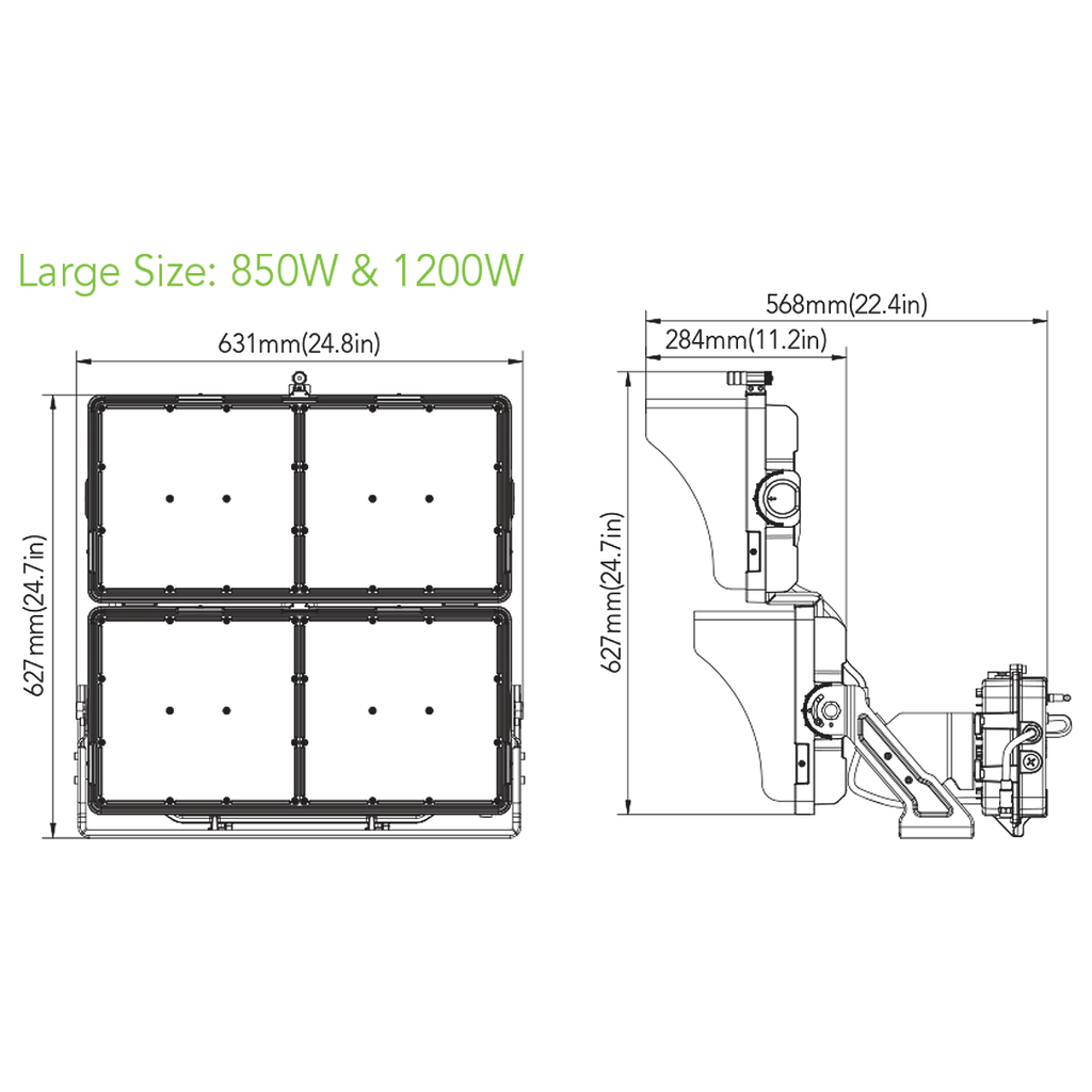LED Square Stadium Lights - High Output Flood Lighting For Large Areas - 200-480 Volts - Choose Your Wattage