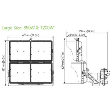 LED Square Stadium Lights - High Output Flood Lighting For Large Areas - 200-480 Volts - Choose Your Wattage