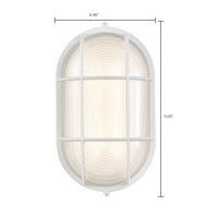LED Bulk Head Light - Glass Lens - Wall or Ceiling Mount – Wet Location - 18.5 Watts - 1100 Lumens - 3000K Soft White - 120V - White Finish