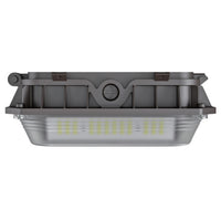 LED Wide Beam Canopy Light - Multi Watt Selectable 70/56/42/28W - 10500 Max Lumens - 120-277V - Color Temperature Selectable 30K/40K/50K - With Emergency Battery Back Up - Bronze Finish