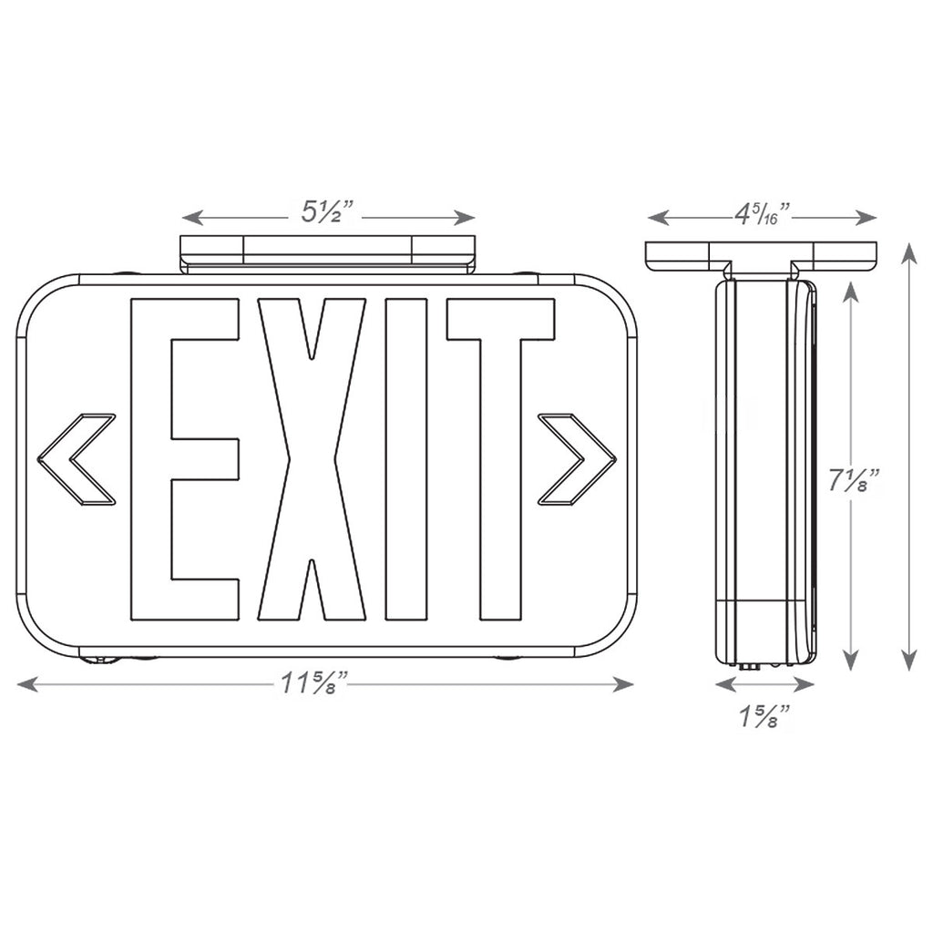 Black Plastic Led Exit Sign With Red and Green Selectable Lettering With Battery Back Up