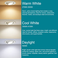 6 Inch LED Eyeball Downlight - 11 Watt - 900 Lumens - 3000K Soft White - 120V - Recessed Can Required - Dimmable