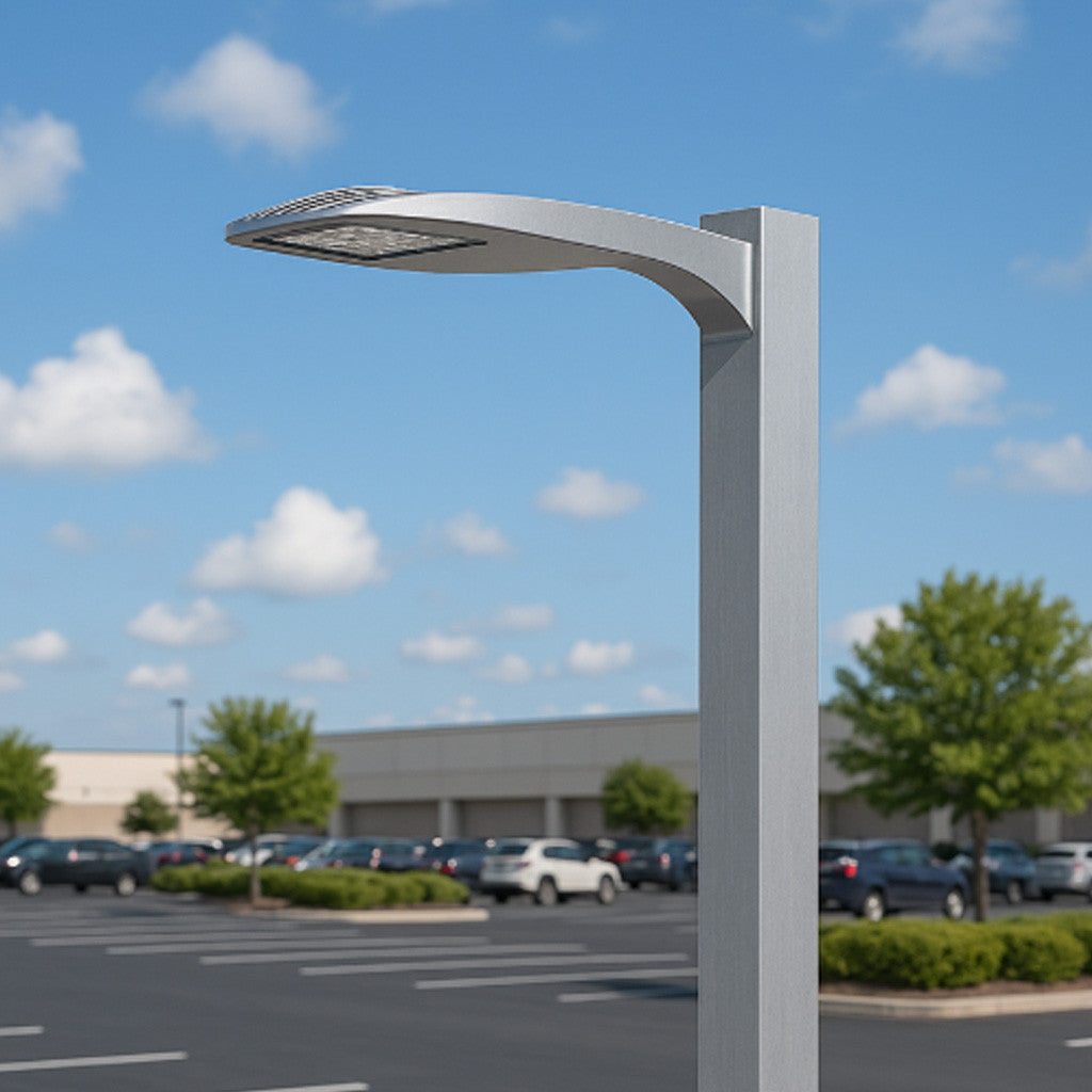D-Series Size 1 LED Area Luminaire, LED, Up to 16112 Lumens, 4000K, 70CRI, Type IV Medium, 120-277V, Square pole mounting, Right rotated optics, Natural aluminum finish, super durable