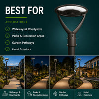 LED Adjustable Swivel Post Light - 100/80/60 Watt - Up 12000 Lumens - Color Selectable 30K/40K/50K - 120-277V - Dark Bronze - Fits Up to 2.5 Inch Pole Top