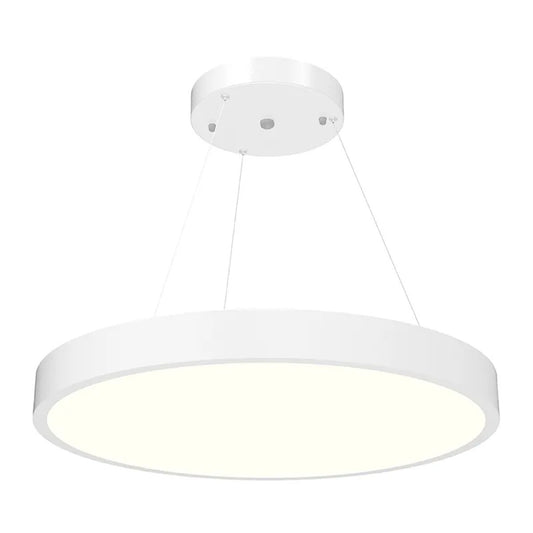 LED Round Suspended Panel Light - 48 Inch - Down Light - Multi Watt Selectable 60/80/100W - Color Selectable 30K/35K/40K - 120-277V - White Finish