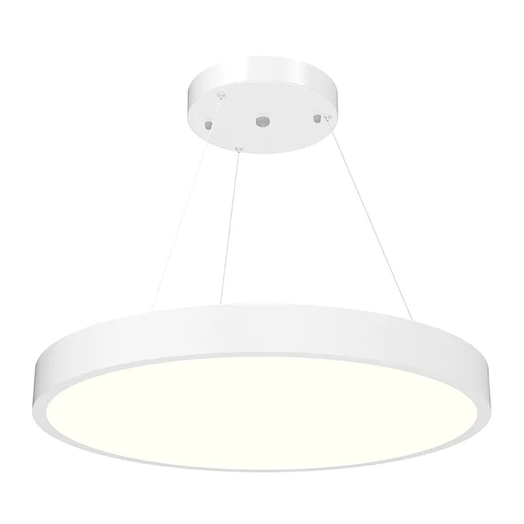 LED Round Suspended Panel Light - 48 Inch - Down Light - Multi Watt Selectable 60/80/100W - Color Selectable 30K/35K/40K - 120-277V - White Finish
