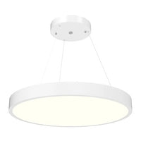 LED Round Suspended Panel Light - 24 Inch - Down Light - Multi Watt Selectable 30/40/50W - Color Selectable 30K/35K/40K - 120-277V - White Finish