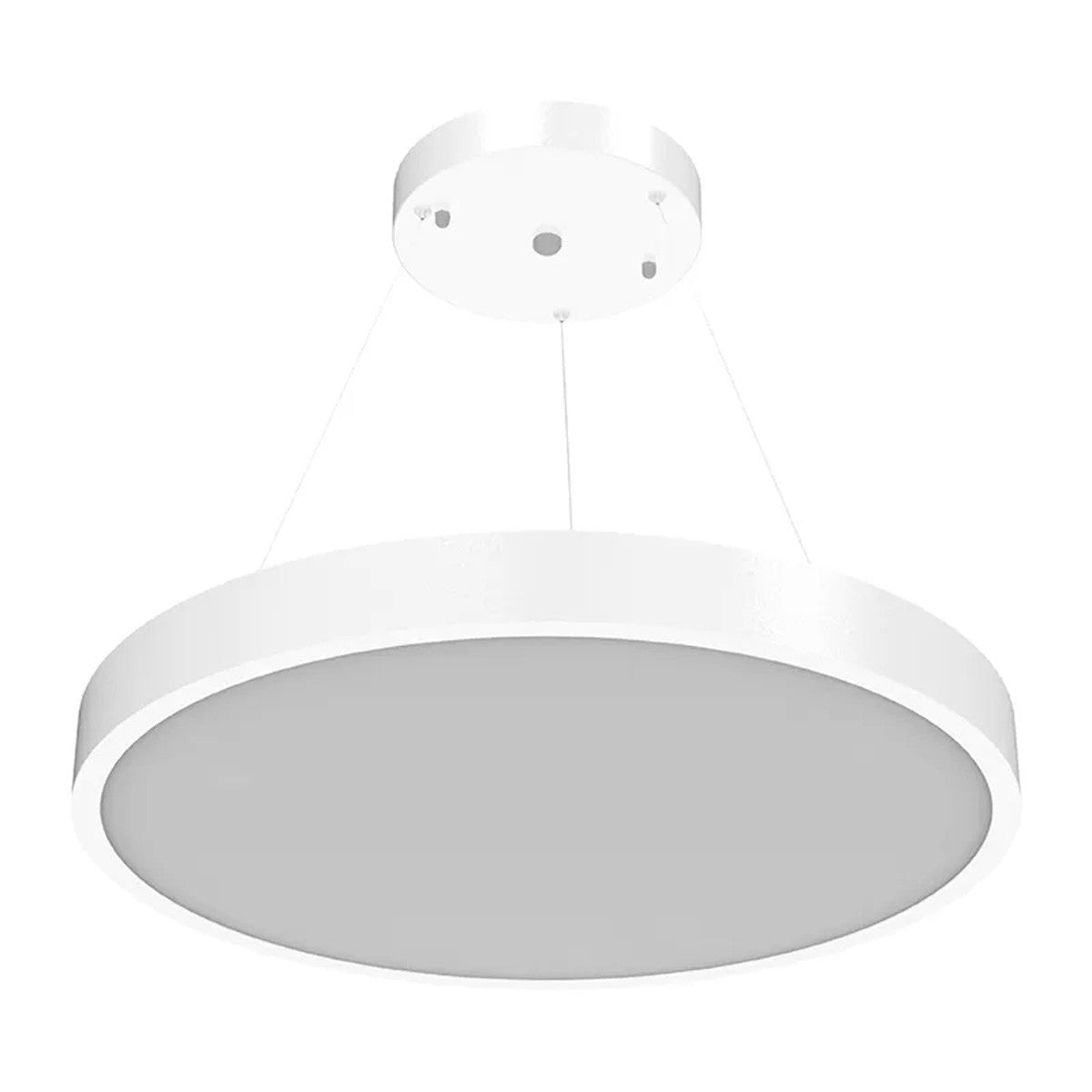 LED Round Suspended Panel Light - 24 Inch - Down Light - Multi Watt Selectable 30/40/50W - Color Selectable 30K/35K/40K - 120-277V - White Finish