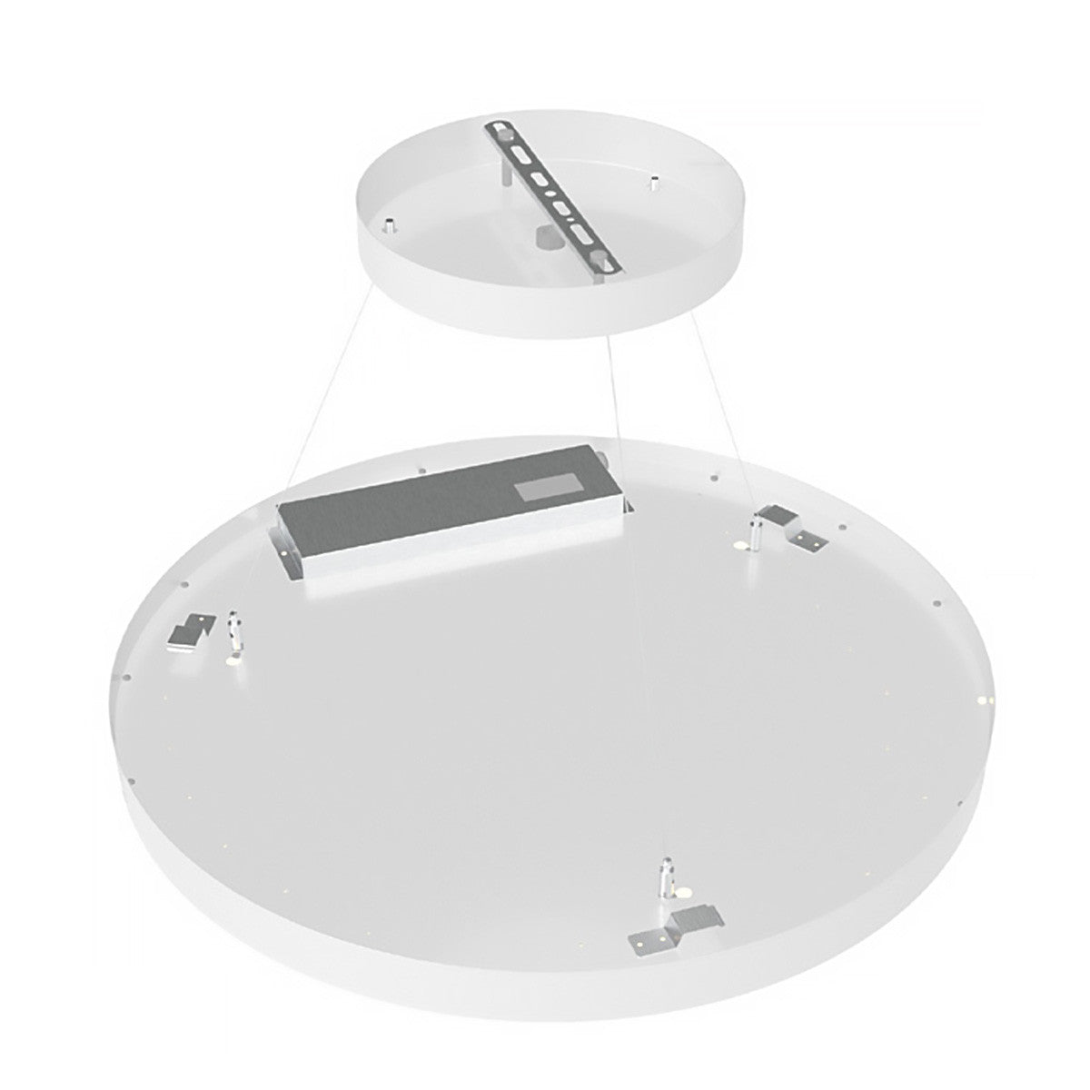 LED Round Suspended Panel Light - 32 Inch - Down Light - Multi Watt Selectable 40/60/80W - Color Selectable 30K/35K/40K - 120-277V - White Finish