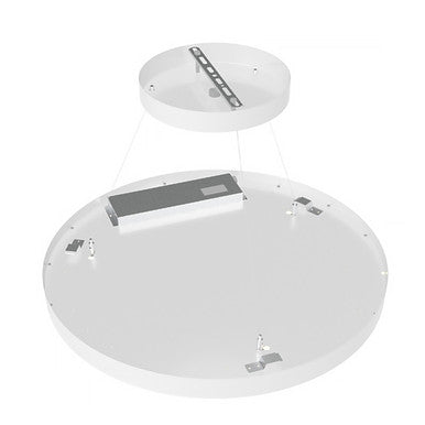 LED Round Suspended Panel Light - 24 Inch - Down Light - Multi Watt Selectable 30/40/50W - Color Selectable 30K/35K/40K - 120-277V - White Finish