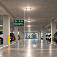 LED Square Garage Canopy Light - Watt Selectable 60W/40W/25W - Up To 7400 Lumens - Ceiling or Conduit Mount - 4000K Neutral White - 120-277V - White - With Z10 Receptacle