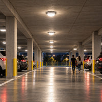 LED Square Garage Canopy Light - Watt Selectable 60W/40W/25W - Up To 7400 Lumens - Ceiling or Conduit Mount - 4000K Neutral White - 120-277V - White - With Z10 Receptacle