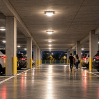 LED Square Garage Canopy Light - Watt Selectable 60W/40W/25W - Up To 7400 Lumens - Ceiling or Conduit Mount - 4000K Neutral White - 120-277V - White - With Z10 Receptacle