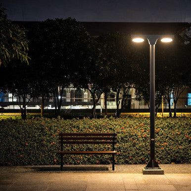 Solar LED Dual Head Post Top Light w/ Rotatable Lights - Dusk To Dawn - Remote Programmable - Extremely Bright - Commercial Grade - 40 Watt - 4800 Lumen Output - Warm White/Daylight Color Switchable