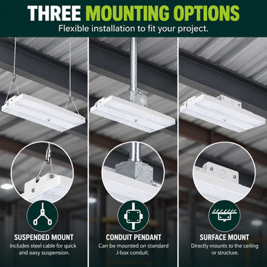 Linear High Bay LED Light - 1ft. x 2ft. - 320W/300W/280W/260W - 48000 Max Lumens - 5000K Daylight - 120-277V - Dimmable - With Motion Sensor