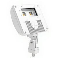 LED Flood Luminaire, 5000K, Wide Flood Distribution, 120-277V, Knuckle Mounting, White Finish
