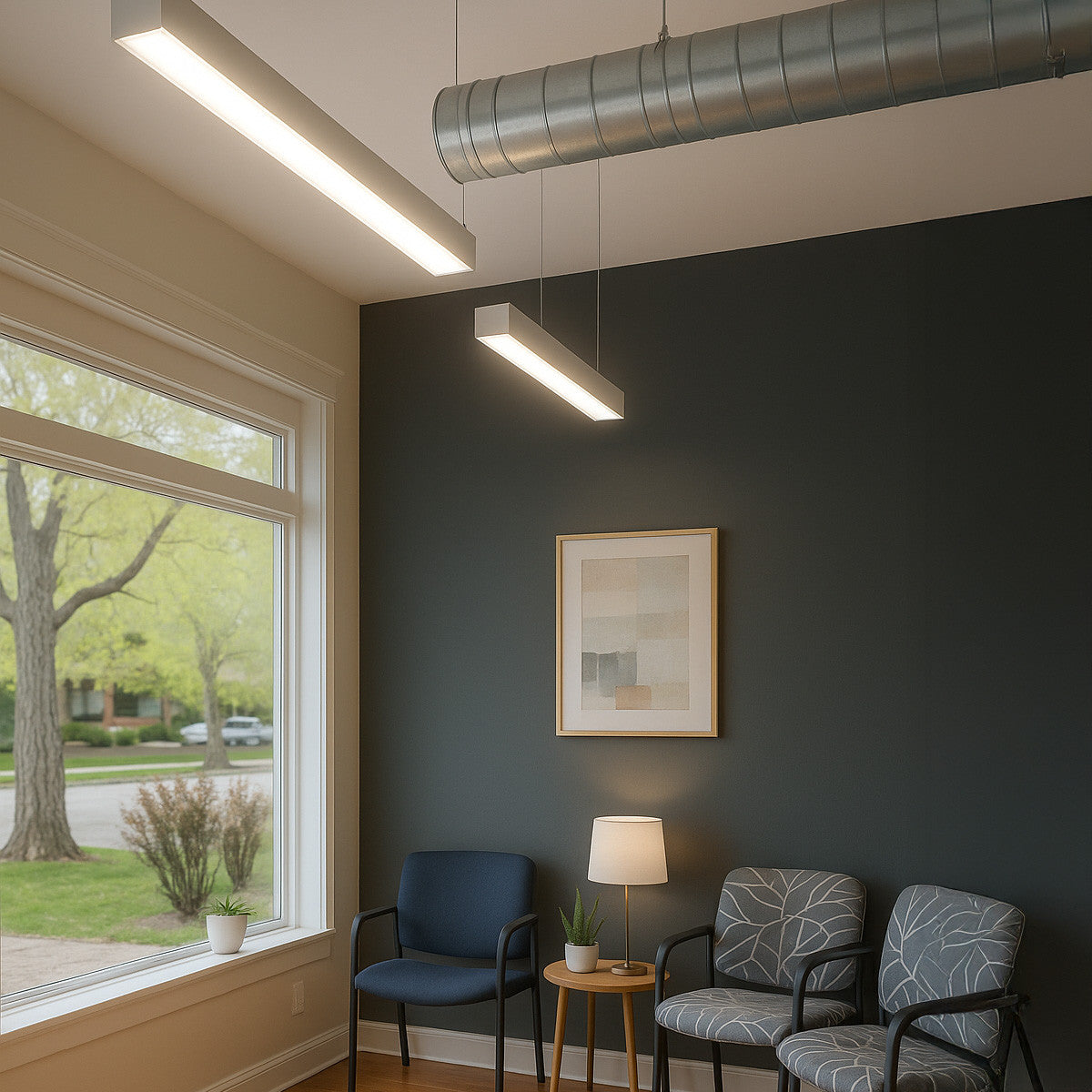 LED Squared Pendant Office Light - 40 Watt - 4600 Lumens - Color Selectable 35K/40K/50K - 120-277V - With Suspension Hanging Kit