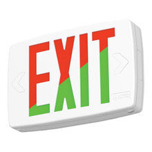 Quantum LED thermoplastic exit, Stencil Face, White, Red/Green Switchable, 120 - 277V, Emergency battery back-up, High output battery