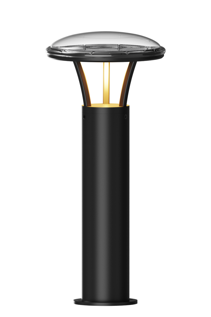 LED Solar Bollard Lights with Remote - Height 36 Inches- 2 Watt - 350 Lumens - Color Selectable 30K/50K - Anchor Bolts & Plate Included - Black Finish