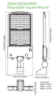 LED Parking Lot Area Light - 400W/360W/320W/300W Watt Selectable - 61000 Max Lumens - Adjustable Pole Mount - Color Selectable 40K/50K - 120-277V - Bronze Finish