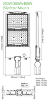 LED Parking Lot Area Light - 400W/360W/320W/300W Watt Selectable - 61000 Max Lumens - Slipfitter Mount - Color Selectable 40K/50K - 120-277V - Bronze Finish