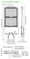 LED Parking Lot Area Light - 400W/360W/320W/300W Watt Selectable - 61000 Max Lumens - Trunnion Mount - Color Selectable 40K/50K - 347-480V - Bronze Finish