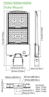 LED Parking Lot Area Light - 400W/360W/320W/300W Watt Selectable - 61000 Max Lumens - Trunnion Mount - Color Selectable 40K/50K - 347-480V - Bronze Finish