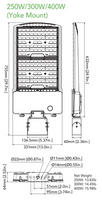 LED Parking Lot Area Light - 400W/360W/320W/300W Watt Selectable - 61000 Max Lumens - Trunnion Mount - Color Selectable 40K/50K - 120-277V - Bronze Finish