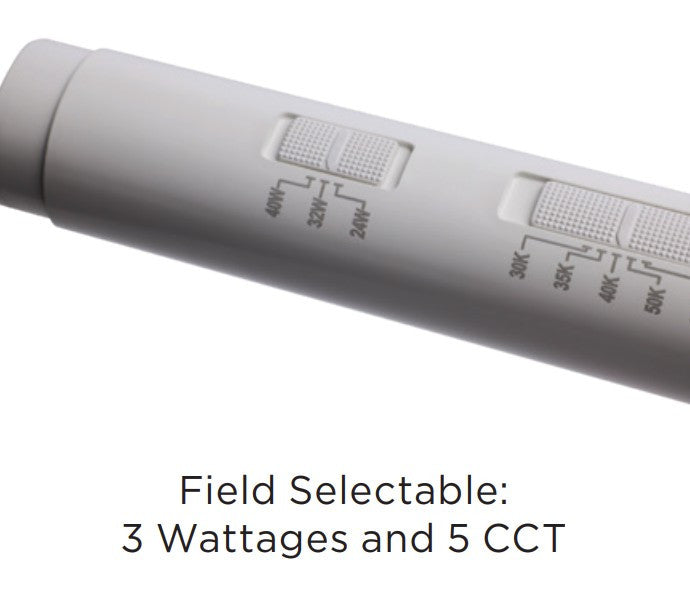 LED T8 Lamp - 8 Foot - 2 Quick Connect 4 Foot Tubes - Ballast Bypass Single Sided Wiring - Watt Selectable 24/32/40W - Color Temperature Selectable 30K/35K/40/50K/65K - 120-277V - Single Pin and HO End caps Included