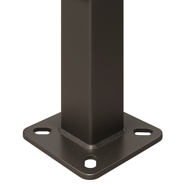 20 Foot Square Pole For Direct Burial - Steel With Bronze Finish - 4 Inch Diameter With 2.5 Inch Tenon Adapter
