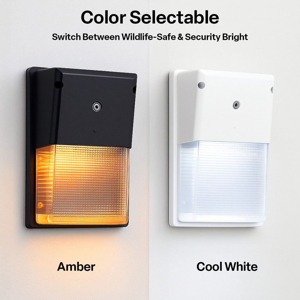 Turtle Friendly LED Rectangle Wall Packs - Economical Outdoor Wall Lights With Photocell - Choose Your Finish